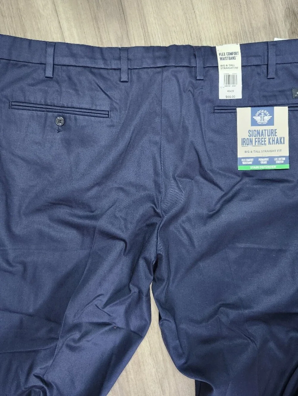 Dockers Khaki Pants 46x29 Navy Signature Iron Free Straight Cotton Stretch NEW